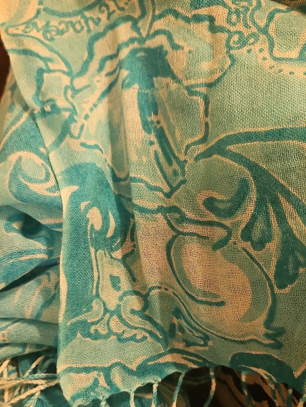 Lilly Pulitzer Murfee Scarf Silk Cashmere Aries Print Blue Green Cream 28×82